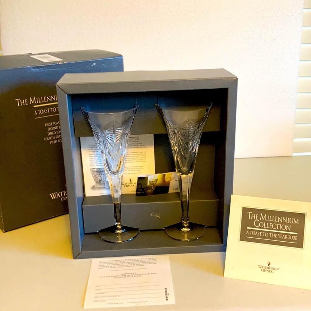Waterford Millennium Happiness Toasting Flutes